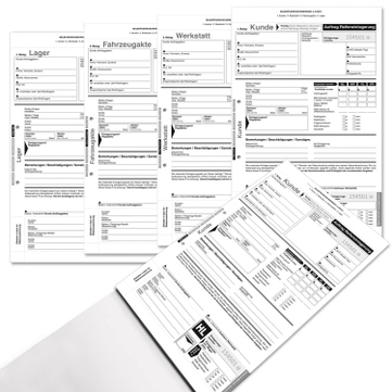 Reifeneinlagerung 4-fach Formular, mit 4 Reifenetiketten 25 Sätze je Block 