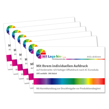 Visitenkarten mit Ihrem Logo, 1- seitig bedruckt (VPE 500 Stück) 