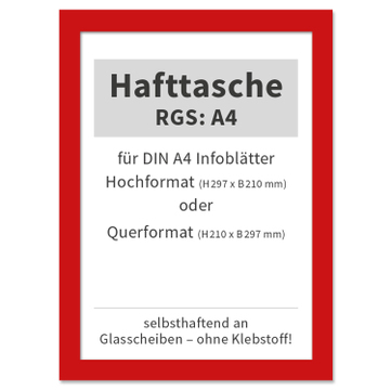 Hafttasche RGS: A4 selbsthaftend an Glasscheiben, bis 120° hitzebeständig 