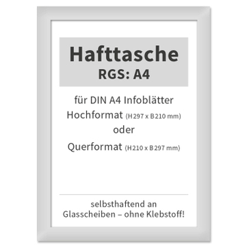Hafttasche RGS: A4 selbsthaftend an Glasscheiben, bis 120°C hitzebeständig 
