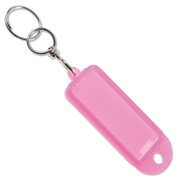 Schlüsselanhänger Dreh-Fix: 360° drehbar, mit Klappdeckel  Pink/Transparen