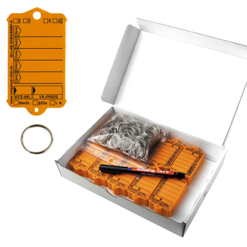 Schlüsselanhänger Autotag 1: 200 Anhänger + Ringe, 1 Stift  Orange