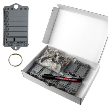 Schlüsselanhänger Autotag 1: 200 Anhänger + Ringe, 1 Stift  Grau