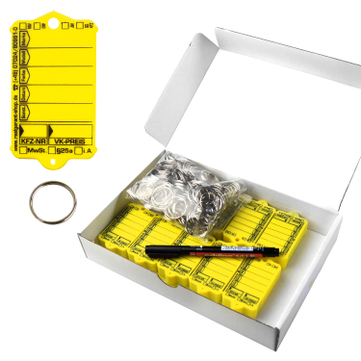Schlüsselanhänger Autotag 1: 200 Anhänger + Ringe, 1 Stift  Gelb