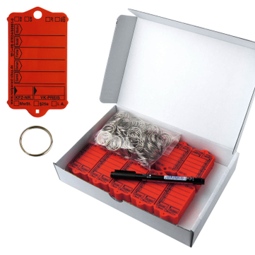 Schlüsselanhänger Autotag 1: 200 Anhänger + Ringe, 1 Stift  Rot
