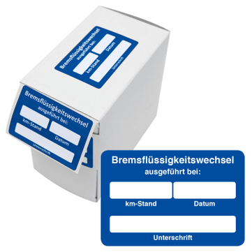 Kundendienst-Etikett Bremsflüssigkeitswechsel ausgeführt  