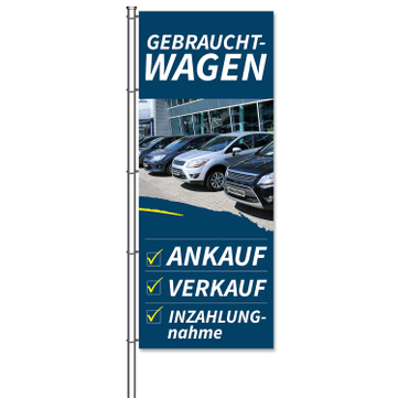 Fahne Gebrauchtwagen Ankauf, Verkauf, Inzahlungnahme  H 375 x B 150cm