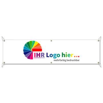 Spannband Logo: mit Ihrem Design bedruckt: 300 x 75 cm  75x300cm/Stoff