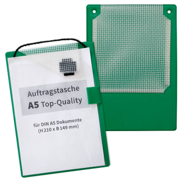 Auftragstasche A5 Top-Quality: verstärkte Schlüsseltasche, mit Klettverschluß für A5: Grün