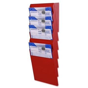 Fächersystem Multi: Griffsicht-System, 6 Fächer für DIN A4 Hochformat, Metall Rot
