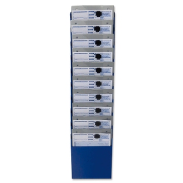 Fächersystem Multi: Griffsicht-System, 10 Fächer für DIN A4 Hochformat, Metall Blau