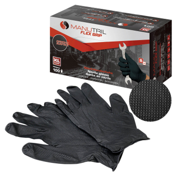 Nitril-Handschuhe XL Manutril Flex Grip: XL (9-10), extra reißfest, Top Grip 