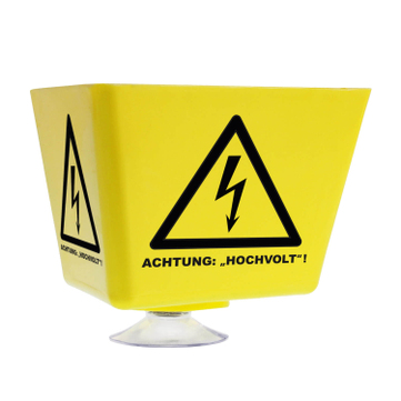 Leitzahlträger mit Saugnapf, Symbol: Hochvolt, 3-seitig beschriftet 