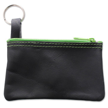 Schlüsseltasche CI mit grünem Nylon-Reißverschluss  Schwarz/Grün