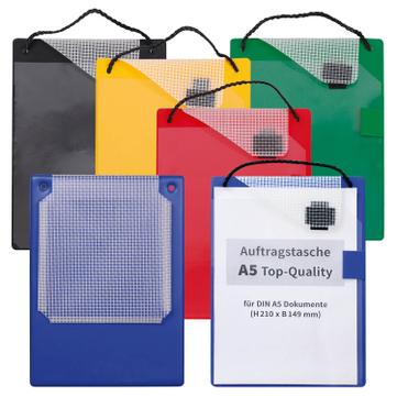 Auftragstasche A5 Top-Quality: verstärkte Schlüsseltasche, mit Klettverschluß für A5: Blau