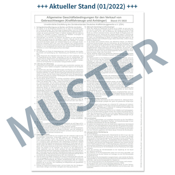Kaufvertrag Block für gebrauchte Kraftfahrzeuge / Anhänger AGB-Stand: 01/2022 