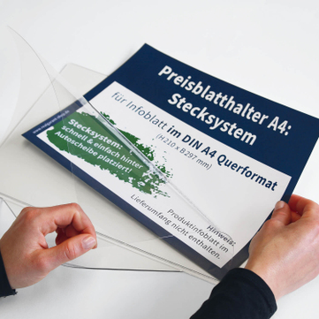 Preisblatthalter A4 Car-Fix: A4 Quer, Stecksystem, für KFZ  