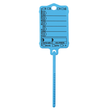 Schlüsselanhänger Autotag 2: mit Raster-Schnellverschluss, 200 Stück Blau