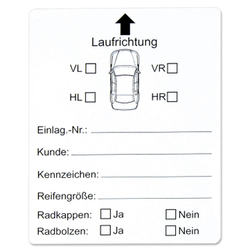 Rad-/Reifenaufkleber Universal Reifenetiketten: VL/HL/VR/HR 1000 Stück 