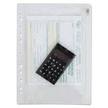 PVC Tasche Flex: mit 1-seitigem Zip-Verschluß und Abheftrand 