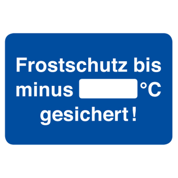 Kundendienst-Etikett Frostschutz bis Minus °C: zum Ausfüllen in Spenderbox 