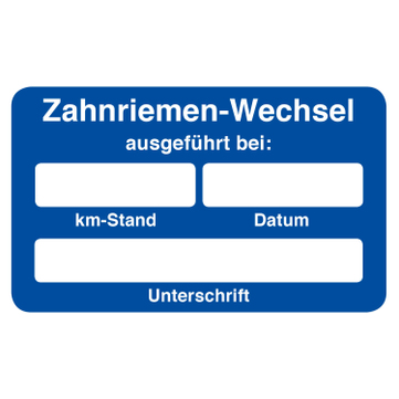 Kundendienst-Etikett Zahnriemenwechsel ausgeführt bei in Spenderbox 