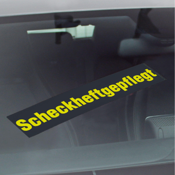Scheckheftgepflegt Werbetext-Folie selbstklebend, von außen auf Glas klebend Scheckheftgepfl