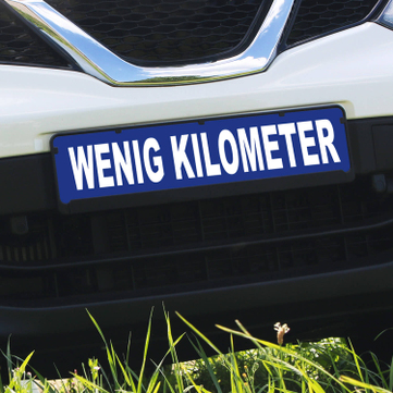 Miniletter Standard: Kennzeicheneinleger 1,5 mm stark, Motiv: wenig Kilometer 