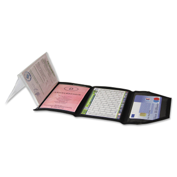 Führerscheintasche Colour Stripe mit 5 Klarsichfächer Schwarz/Blau