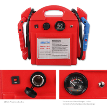 Kunzer Akkustart 12V ASM 12/800: Spitzenstromstärke 2370 A 12 Volt Starthilfe 