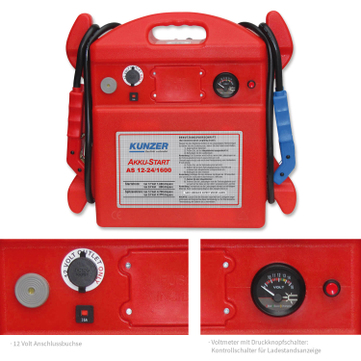 Kunzer Starthilfe AS 12-24/1600: Spitzenstrom 4740 A (12V) für 12 und 24 Volt 