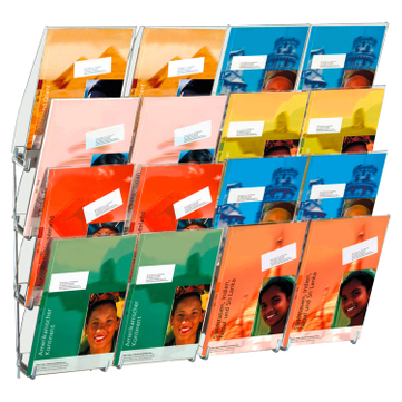 Prospekthalter Concept 8: zur Wandmontage, 8 Fächer, für DIN A4 Prospekte 