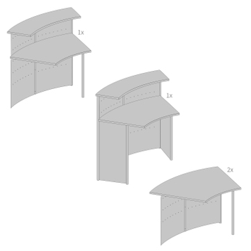 Empfangstheke TK6 Concept: Set mit 2 Theken und 2 Tischen 45 Grad abgewinkelt 