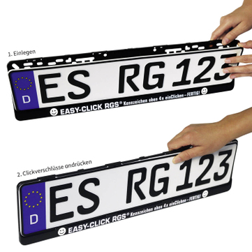 Kennzeichenhalter EASY-CLICK RGS ®: Clickverschlußtechnik mit 1-Farbdruck 