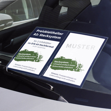 Preisblatthalter Car-Fix-2: für 2x DIN A4, Stecksystem im DIN A3-Format 
