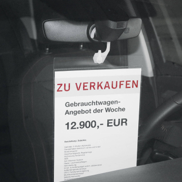 Preisblatthalter A4 Car-Flex A4 Hochformat: Halter mit 1x Haken + 1x Saugnapf 
