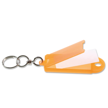 Schlüsselanhänger Dreh-Fix: 360° drehbar, mit Klappdeckel  Orange/Transp.