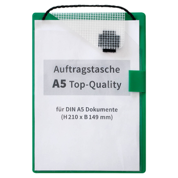 Auftragstasche A5 Top-Quality: verstärkte Schlüsseltasche, mit Klettverschluß für A5: Grün