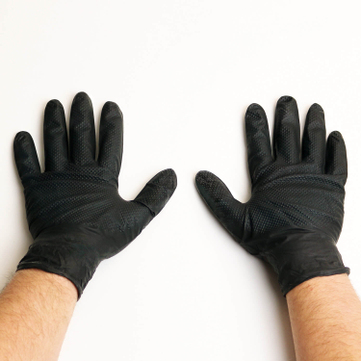 Nitril-Handschuhe L: Manutril Flex Grip: Größe L (8-9), extra reißfest, Top Grip 
