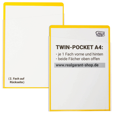 Auftragstasche A4 Twin-Pocket: 2-seitige Einschubfächer A4 Fächer oben offen Gelb