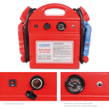 Kunzer Akkustart 12V AS 12/1200: Spitzenstromstärke 3100 A, Startstrom 1200 A 