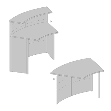Empfangstheke TK2 Concept: Set aus Theke und Anbautisch, 45 Grad abgewinkelt 