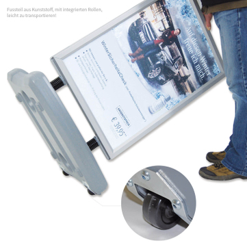 Kundenstopper Wind: für Posterformat DIN A1, mit 2 Rollen  