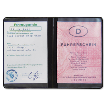 Führerscheintasche PVC  2-fach: mit 2 Steckfächer  Schwarz