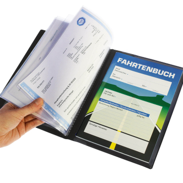 Fahrzeugmappe DIN A5 mit 8 Hüllen DIN A5, 3 Kartenfächer, 1 Einschubfach schwarz
