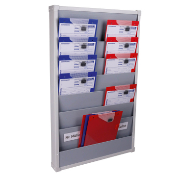 Plantafel Office-XS: 2-reihig für 12 x DIN A4 Auftragstaschen 6+1 Bahnen 