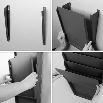 Fächersystem Multi-S 2 Fächer für DIN A4, Griffsicht-System Hochformat, Metall Rot