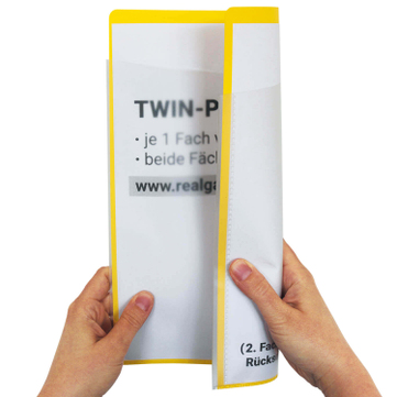 Auftragstasche A4 Twin-Pocket: 2-seitige Einschubfächer A4 Fächer oben offen Gelb
