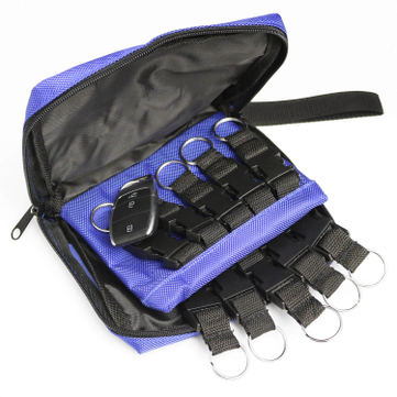 Schlüsseltasche 10 Schlüsselplätze, Karabinerverschlüße, Reißverschluß 