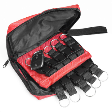 Schlüsseltasche 10 Schlüsselplätze, Karabinerverschlüße, Reißverschluß 